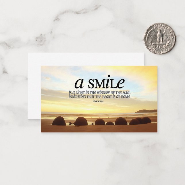 Tarjeta Pequeña Cita Inspiradora "Una sonrisa es una luz" (Anverso/Reverso In Situ)