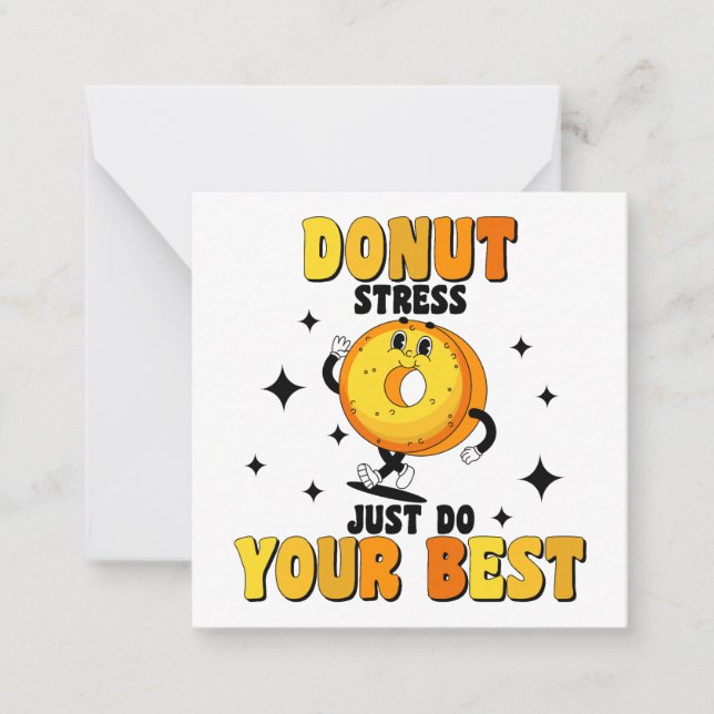 Tarjeta Pequeña Cita motivacional de Retro Donut divertida (Anverso)