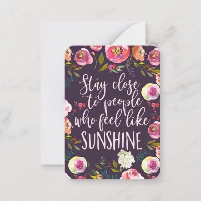 Tarjeta Pequeña Cita Sunshine, Boho Inspirador motivador (Anverso)