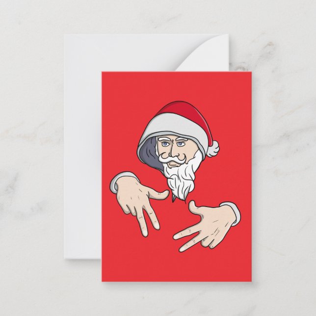 Tarjeta Pequeña Claro Santa Claus Hip Hop Gangsta Mano de Rap (Anverso)