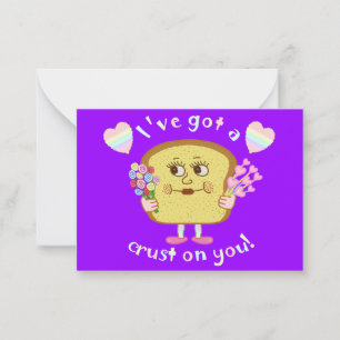 Tarjeta Pequeña Clase Cute El día de San Valentín Bread Pun Kids