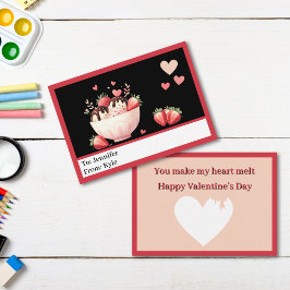Tarjeta Pequeña Clase Cute Red Strawberry Sundae Valentine