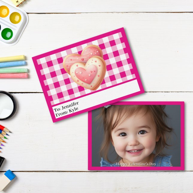 Tarjeta Pequeña Clase de fotos de galletas rosadas en San Valentín (Subido por el creador)
