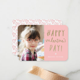 Tarjeta Pequeña Clase de fotos de Purpurina de oro Feliz Día de Sa