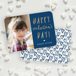 Tarjeta Pequeña Clase de fotos de Purpurina de oro Feliz Día de Sa