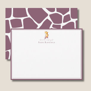 Tarjeta Pequeña Clase Dusty Plum Piel de Jirafa Guardería de Bebé 