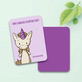 Tarjeta Pequeña Clase El día de San Valentín Cute Purple Unicorn