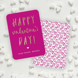 Tarjeta Pequeña Clase Purpurina de oro Feliz Día de San Valentín