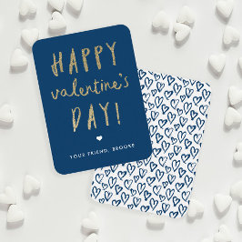 Tarjeta Pequeña Clase Purpurina de oro Feliz Día de San Valentín