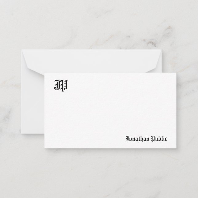 Tarjeta Pequeña Clásica caligrafía de texto en inglés antiguo mono (Anverso)