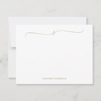 Tarjeta Pequeña Clásica caligrafía verde de sabio Minimalista