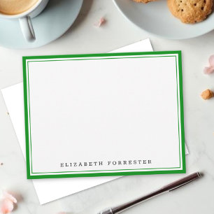 Tarjeta Pequeña Clásica Correspondencia de Doble Borde Verde Esmer