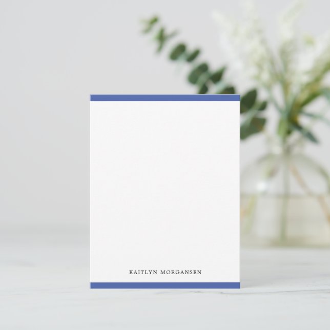 Tarjeta Pequeña Clásica Marina moderna Frontera Azul Personalizada (Anverso de pie)