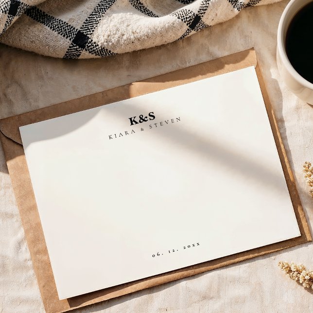 Tarjeta Pequeña Clásica Stationery de parejas de monograma mínimo (Subido por el creador)