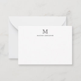 Tarjeta Pequeña Clásica Tipografía Elegante Monograma Negro