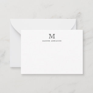 Tarjeta Pequeña Clásica Tipografía Elegante Monograma Negro