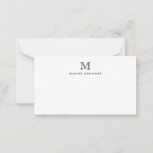 Tarjeta Pequeña Clásica Tipografía Elegante Monograma Negro N