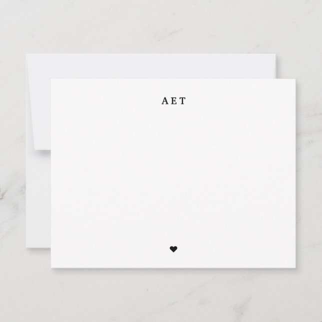 Tarjeta Pequeña Clásico 3 Monograma inicial con un pequeño corazón (Anverso)