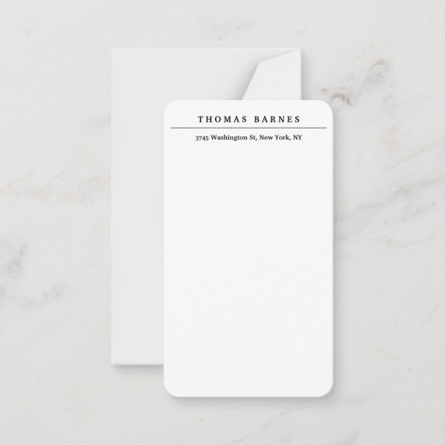 Tarjeta Pequeña Clásico Blanco Minimalista Plata elegante (Anverso)