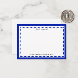 Tarjeta Pequeña Clásico borde azul marino y monograma de puntos