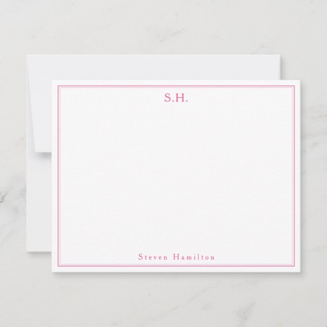 Tarjeta Pequeña Clásico de Magenta Rosa Caliente Monograma Minimal (Anverso)