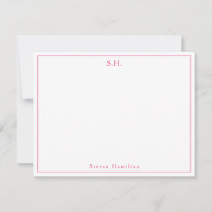 Tarjeta Pequeña Clásico de Magenta Rosa Caliente Monograma Minimal