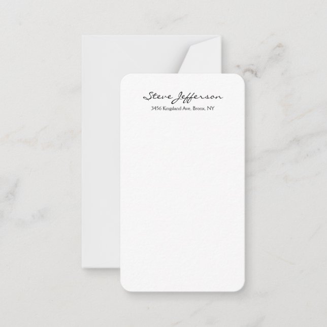 Tarjeta Pequeña Clásico Elegante Guión Elegante Plata Blanco Negro (Anverso)