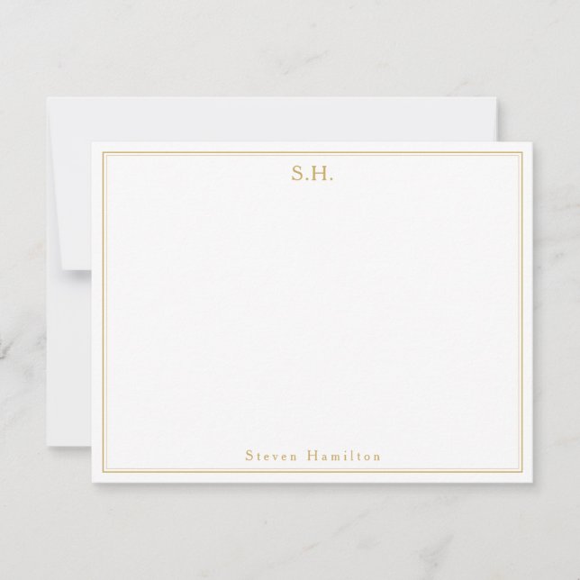 Tarjeta Pequeña Clásico Faux Gold Monograma Minimalista (Anverso)
