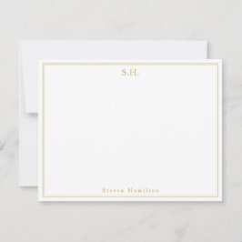 Tarjeta Pequeña Clásico Faux Gold Monograma Minimalista