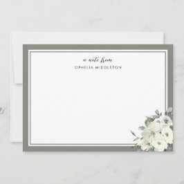 Tarjeta Pequeña Clásico floral con borde verde oliva minimalista