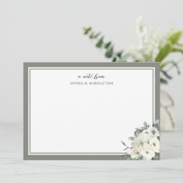 Tarjeta Pequeña Clásico floral con borde verde oliva minimalista