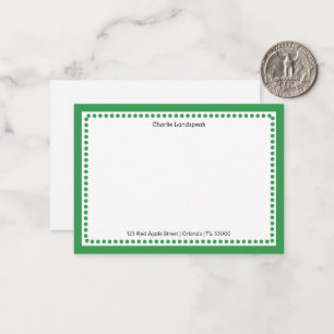 Tarjeta Pequeña Clásico Marco de puntos verde bosque Nombre, Direc