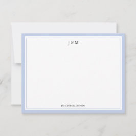 Tarjeta Pequeña Clásico Monograma de Pareja Personalizado Azul Pol