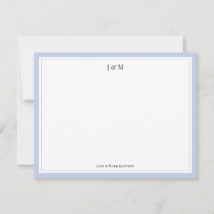 Tarjeta Pequeña Clásico Monograma de Pareja Personalizado Azul Pol