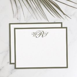 Tarjeta Pequeña Clásico Monograma Olive Green