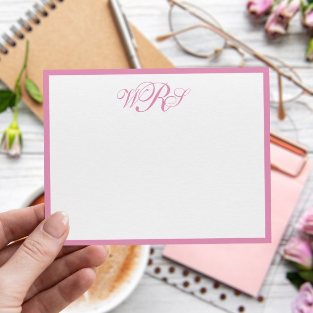 Tarjeta Pequeña Clásico Monograma Rosa (Subido por el creador)