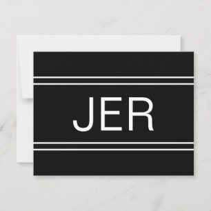 Tarjeta Pequeña Clásico Negro Personalizado Monograma Inicial del