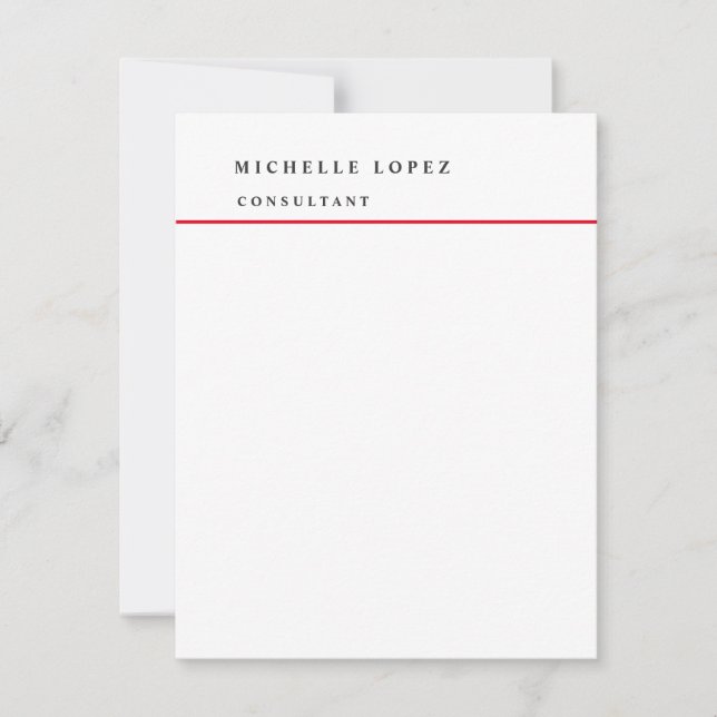 Tarjeta Pequeña Clásico Rojo Blanco Elegante Profesional (Anverso)