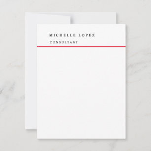 Tarjeta Pequeña Clásico Rojo Blanco Elegante Profesional