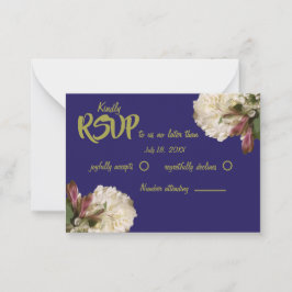Tarjeta Pequeña Clásico Royal Blue Botanical Floral RSVP