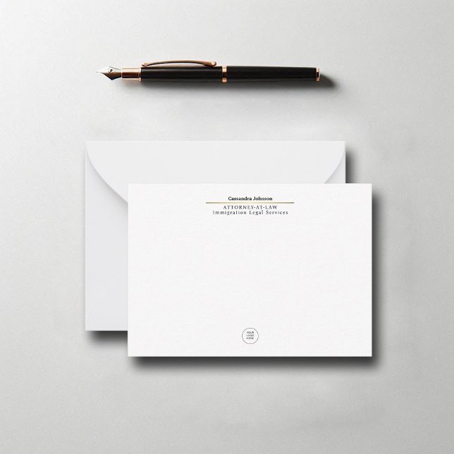 Tarjeta Pequeña Clásico Tipo Faux Gold Line Law Abogado Legal (business corporate note card lawyer law paralegal attorney modern classic minimalist gold line)