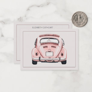 Tarjeta Pequeña Clásico Vintage Rosa Buggy Bug Coche Personalizado