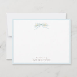 Tarjeta Pequeña Classic Blue Bow Nursery Note Card – Personalized