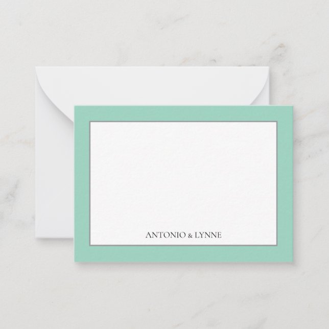 Tarjeta Pequeña Classic Border Sage Green Note Card (Anverso)