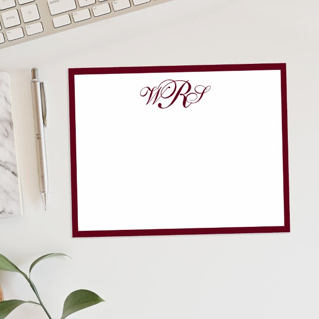 Tarjeta Pequeña Classic Burgundy Red Monogram (Subido por el creador)