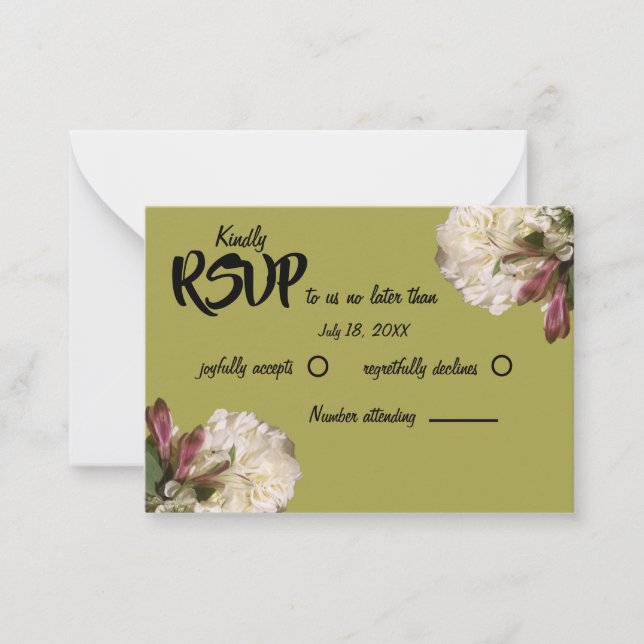 Tarjeta Pequeña Classic Gold Botanical Floral RSVP (Anverso)