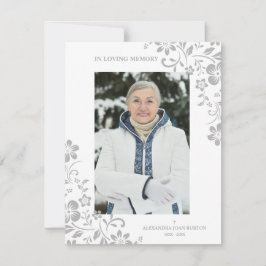 Tarjeta Pequeña Classic Grey Floral Funeral Service Dear One Photo
