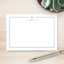 Tarjeta Pequeña Classic Monogram Light Blue Border Stationery Note