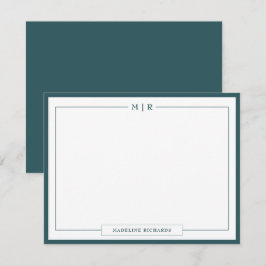 Tarjeta Pequeña Classic Monogram Smoke Green Border Stationery