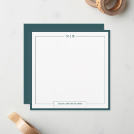 Tarjeta Pequeña Classic Monogram Smoke Green Border Stationery